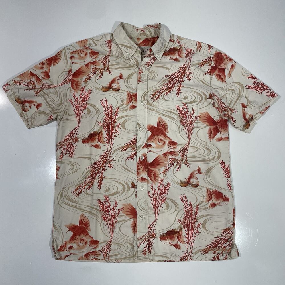 Kahala Men’s Hawaiian Shirt Goldfish Water Swirl All Over Print Small